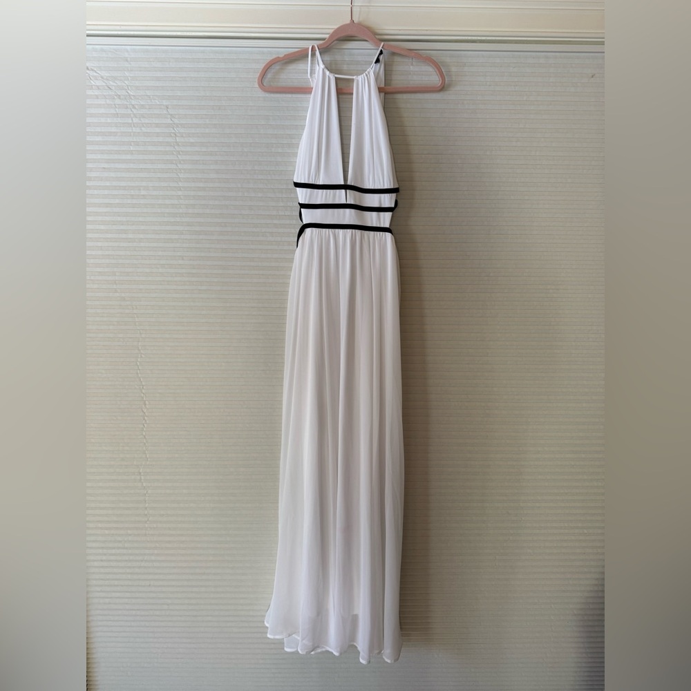 Express White and Black Halter Maxi Dress